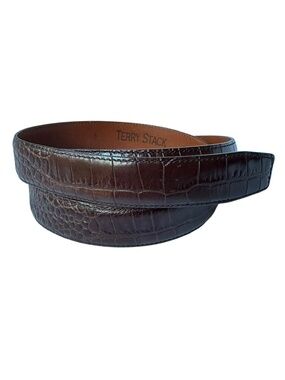 Genuine Terry Stack Brown Croc Embossed Italian Leather Belt Size L